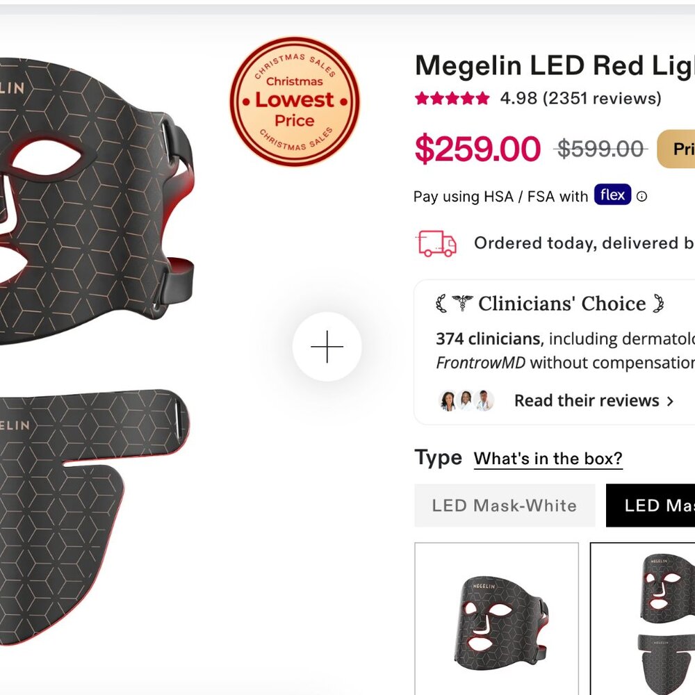Megelin LED Light Therapy Face Mask For Face and Neck  Black Retail $259 - Picture 13 of 13